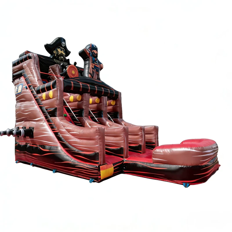 Pirate Ship Themed Giant Inflatable Slide Eco-Friendly PVC Material 6-12 Riders Kids Adventure Play Equipment Commercial Grade