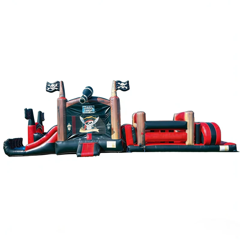 Công Viên Chướng Ngại Vật Inflatable Chủ Đề Tàu Hải Tặc Nhà Bouncy Trượt Trẻ Em Thiết Bị Chơi Chất Lượng Thương Mại Chất Liệu PVC Khô