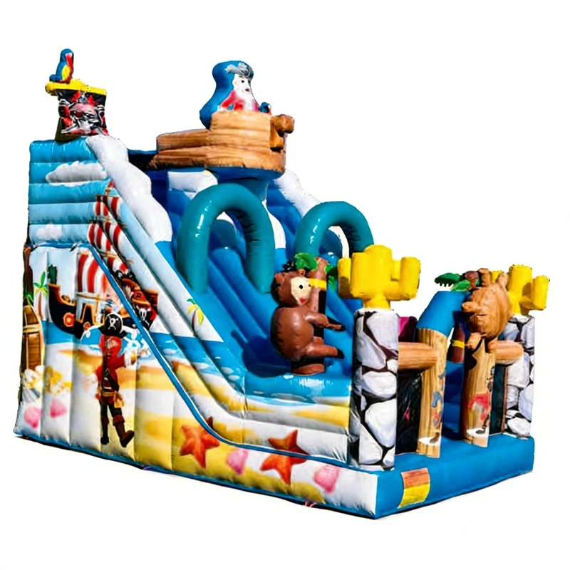 Pirate Ship Themed PVC Material Eco-Friendly Inflatable Obstacle Slide Combo Kids High-Seas Adventure Playground Multicolor