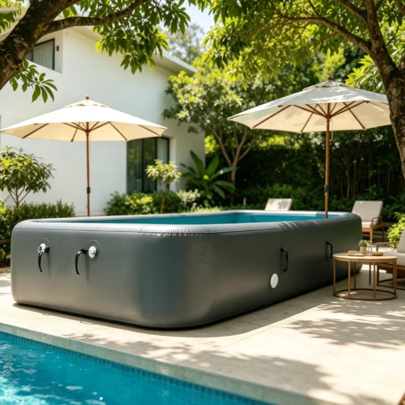 Kolam Renang Inflatable Rigid Frame Drop Stitch Besar di Atas Tanah Kolam Air Inflatable Piscine