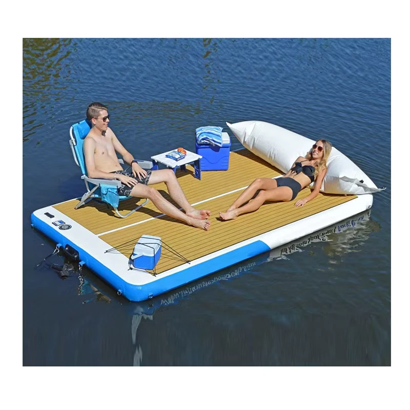 Platform Inflatable Leisure Water Sea Sports 6 Orang, Pulau Terapung, Dock Air