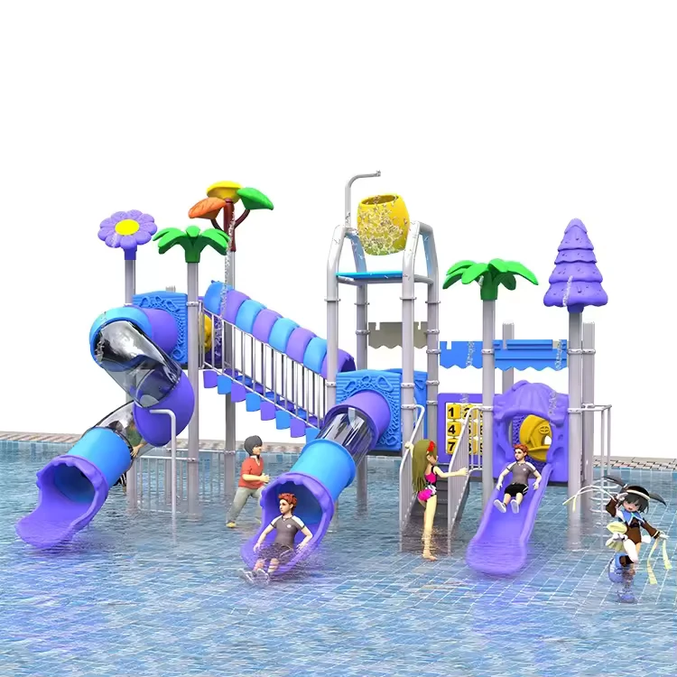 Equipamento de Parque Infantil Resort Parque Aquático Escorrega e Escaladores Jardim com Piscina Exterior