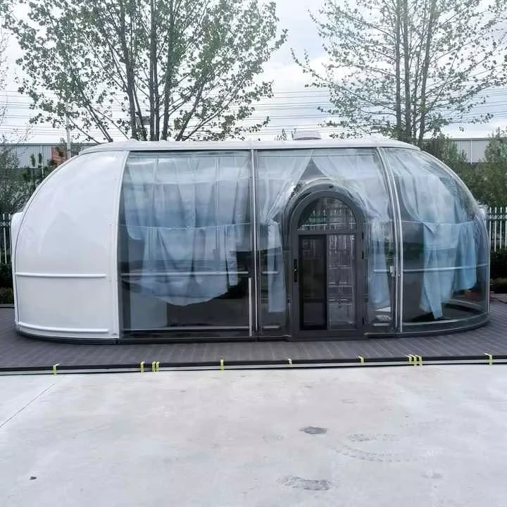 Cúpula geodésica de policarbonato, 2 dormitorios, transparente