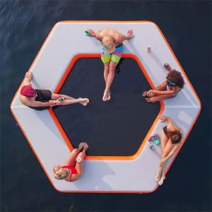 Pontoon PVC Inflatable Swim Platform Floating Dock Air Mat Platform Floating Inflatable Water Island