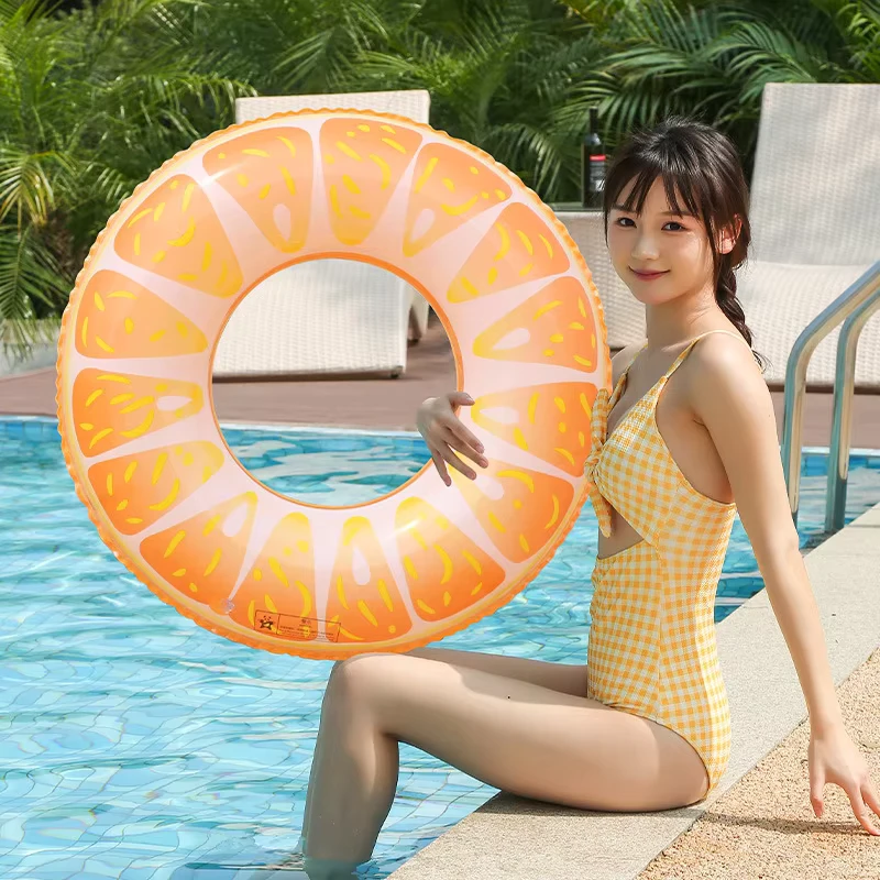 Poolzubehör Obst Orange PVC Aufblasbarer Schwimmring Pool Floats für Erwachsene und Kinder