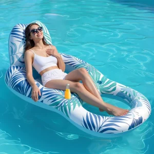 Pool Floats for Adults Inflatable Chair Lounger Float with Drink Holder Travel Pool Lake Swim Inflatables Water Floating Rafts