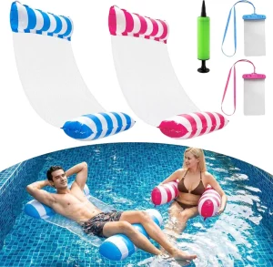 Flutuadores de Rede para Adultos - Flutuadores de Piscina com Bolsa à Prova de Água para Telefone - Bomba de Ar - Rede Inflável para Água