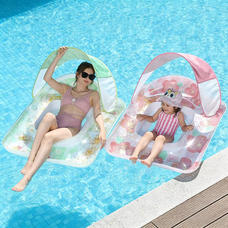 Zonnescherm Opblaasbare Raft Drijvende Bed Versterkt PVC voor Mannen en Vrouwen Water Lounger