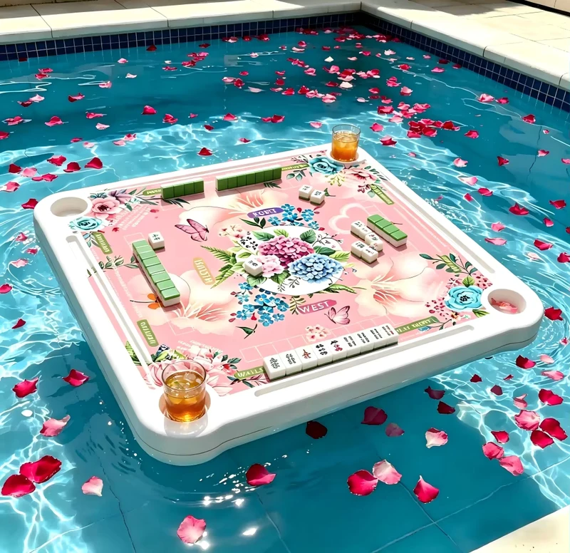 Pool Swimming Party Game Tray Waterproof EVA Foam Mahjong Table Portable Water Floating Mat for Pool Hot Tub Lake