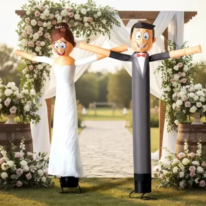 Populaire opblaasbare stelletje lucht danser decoratie opblaasbare bruid en bruidegom lucht danser te koop