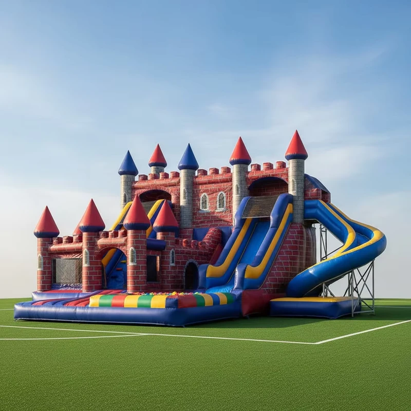 Popolare grande scivolo gonfiabile per parco giochi all'aperto, combo pesante in PVC, castello gonfiabile per salti, parco divertimenti portatile