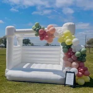 Populaire Feest Bruiloft Inflatable Springkasteel Wit Roze Blauw PVC Kind Aangepast Logo Aanpasbare Maat Buiten Gebruik