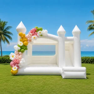 Rumah Loncat Pernikahan Inflatable Putih Murni yang Populer Desain Stylish untuk Semua Dekorasi Pernikahan