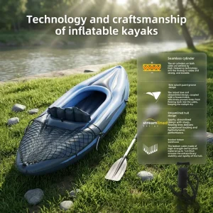 Portable 1/2 Person Inflatable Kayak Canoe Fishing Boat with Storage Net OEM
