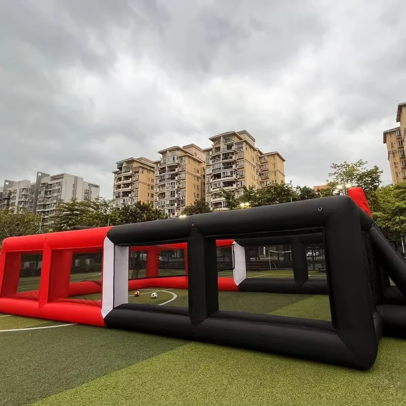 Cancha deportiva hinchable portátil 3 en 1 de PVC, campo de fútbol, baloncesto y voleibol de 12x5m, incluye soplador, uso de alquiler 2-3 años