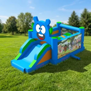 Portable Blue Commercial Inflatable Bounce House Slide Combo Kids Playground Dog Outdoor Jumping Castle Blower Sea Shipping