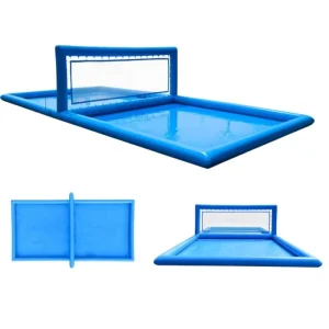 Portable Blue Inflatable Volleyball Court Water Volleyball Net for Pool Lawn Beach Quick Setup Summer Sport for Kids & Adults