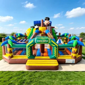 Maison gonflable commerciale portable avec toboggan, château gonflable pour enfants avec souffleur