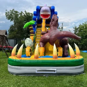 Portable Commercial Inflatable Dinosaur Theme Bounce House Slide Combo Eco-Friendly 1000kg Capacity 25 Children Blower
