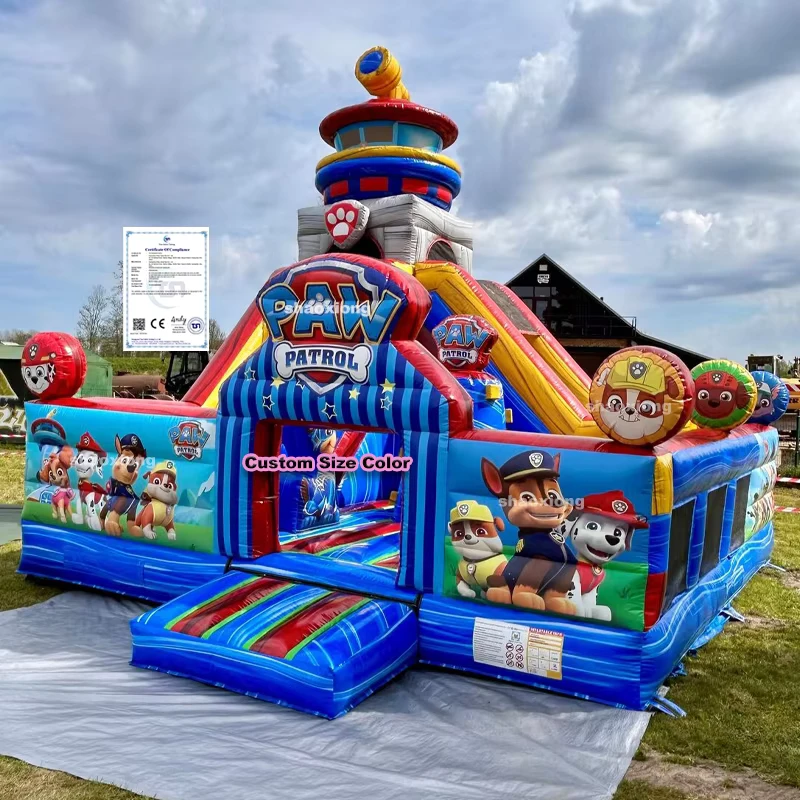 Château Gonflable Commercial Portable avec Toboggan, Château Gonflable pour Enfants, Château de Saut avec Souffleur