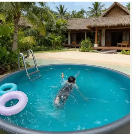 Bể bơi hơi Drop Stitch di động, bể tròn rộng rãi cho sự thư giãn mùa hè