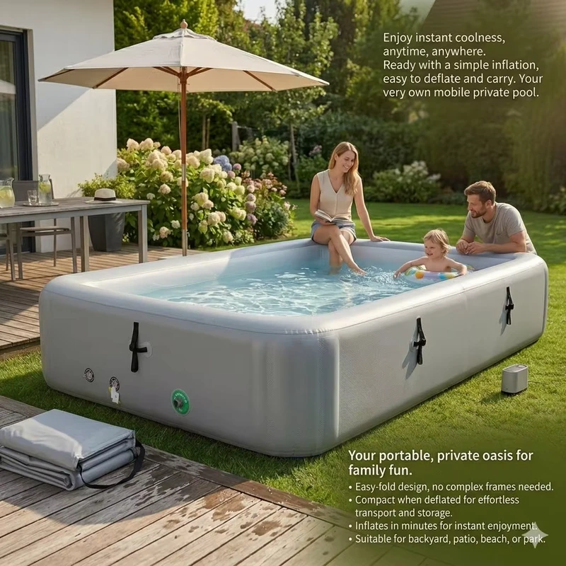 Portable Drop Stitch Rectangle Inflatable Spa Pool Ice Bath Tub