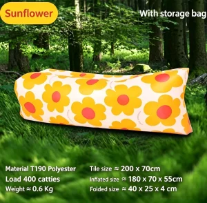 Sofá Inflável Bubble Lounger Moderno em Couro Genuíno, Dobrável e Portátil para Uso em Camping e Praia