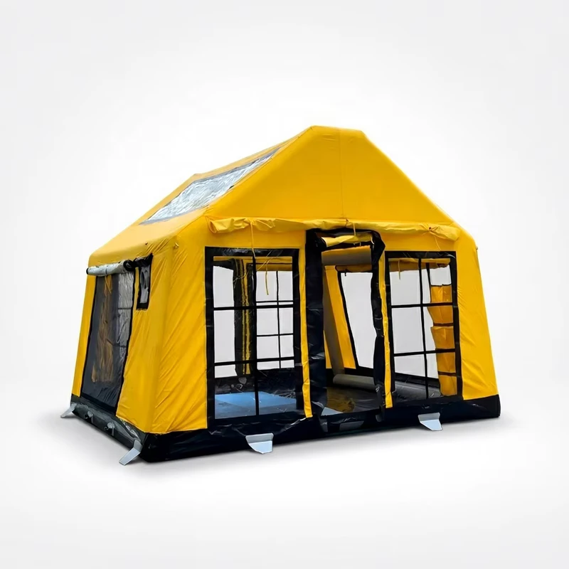 Tente gonflable portable quatre saisons, camping, triple couche, ouverture automatique rapide, en PVC, tissu Oxford imperméable