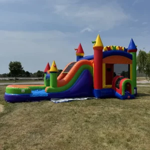 Portable Heavy Duty Inflatable Water Slide 0.55mm PVC with Blower for Backyard Birthday Party and Event Rental