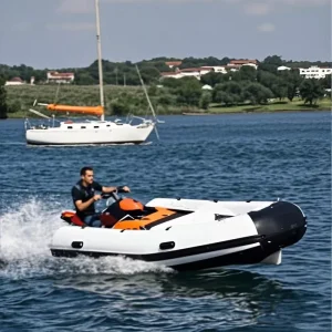 Portable High Strength White 0.9mm PVC Luxury Jetski Powered Tender Inflatable Jetski Rib Boat