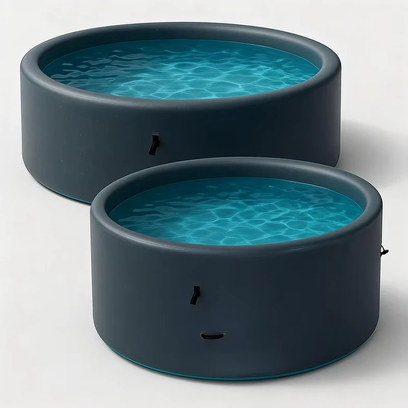 Tragbarer Aufblasbarer Pool über dem Boden Langlebiges Drop Stitch PVC Rundes Aufblasbares Schwimmbecken für Garten Eisbad & Familiennutzung