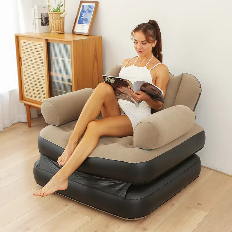 Tragbare Aufblasbare Luftmatratze PVC Flock Luftbett für Schlafzimmermöbel mit Pumpe