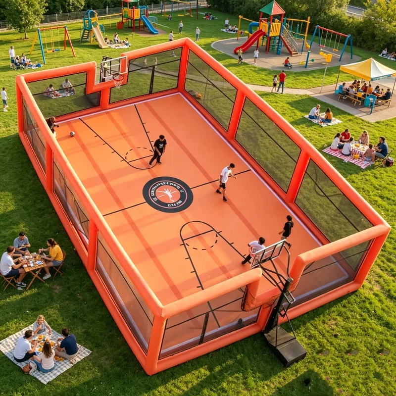 ポータブルインフレータブルバスケットボールコート 10x6M 風に強い 10以上のスポーツイベント用