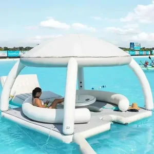 Portable Inflatable Floating Platform for Water Fun, Multi-Purpose Floating Dock for Relaxation and Sports