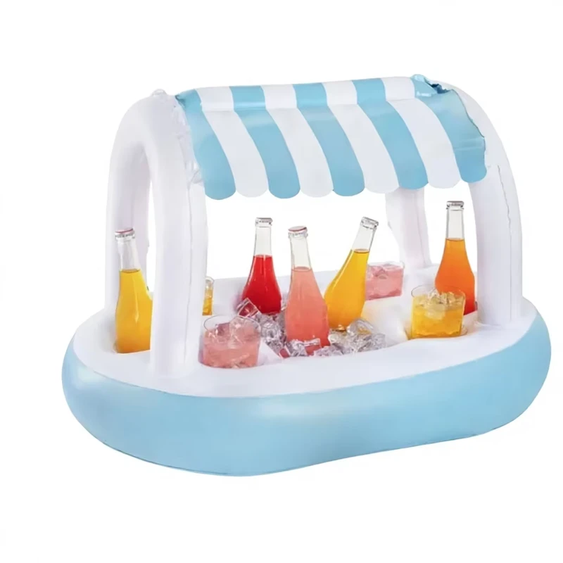 Bandeja de Bar Flotante Inflable Portátil Impermeable de PVC para Bebidas y Comida en la Piscina o Playa