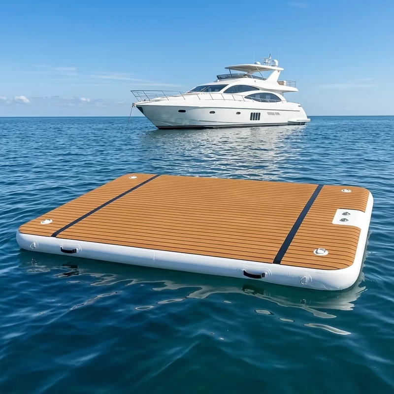Platform Air Inflatable Portabel untuk Rekreasi Dermaga Kapal Dinding Ganda PVC Tarp 100-500kg Fasilitas Hiburan