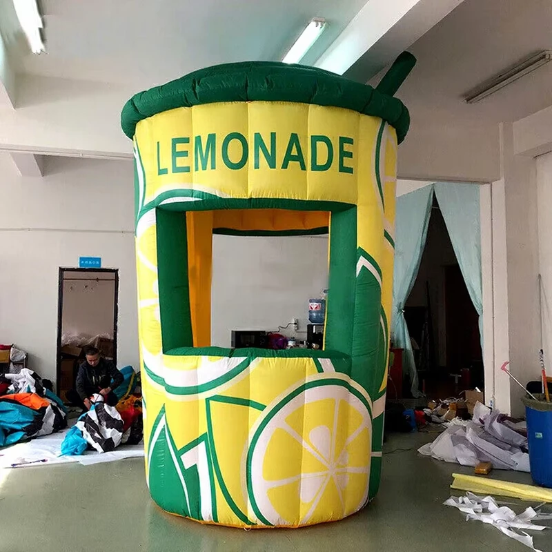 Portable Inflatable Lemonade Stand Inflatable Lemonade Cup Kiosk Lemon Booth Tent for Sale