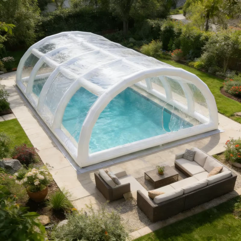 Tragbare aufblasbare Pool-Dome-Abdeckung Klare wasserdichte Poolunterkunft für Hinterhöfe und kommerzielle Pools