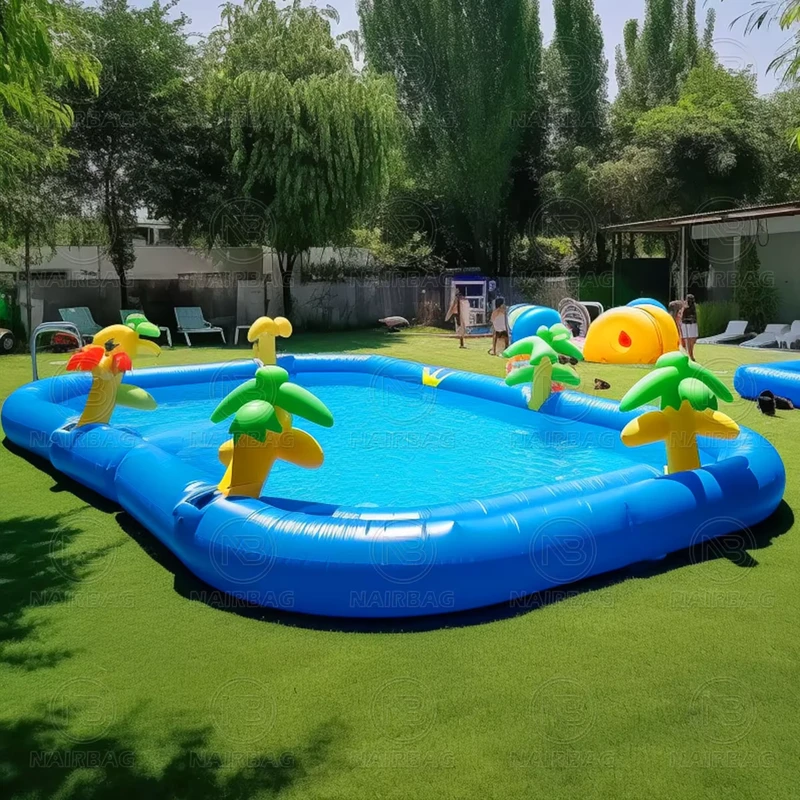 Portable Inflatable Pool Kids Adults Land Water Park Airtight Blow up Swimming Pools with Float Toy Hand Boats Water Balls
