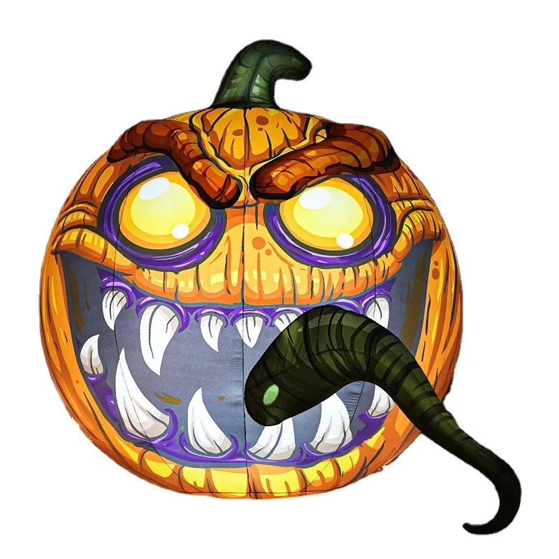 Citrouilles Gonflables Portables avec Grandes Langues, Citrouille Gonflable LED de 5m pour Événements d'Halloween