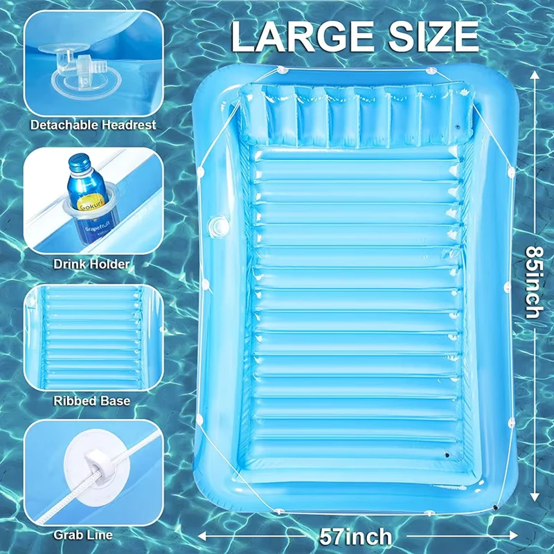 Cama Flutuante Inflável Portátil, Lounger Multiuso para Piscina, Praia, Quintal