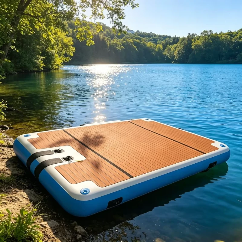 ポータブルインフレータブルヨットボートドック 浮遊式スイムプールプラットフォーム 安定したポンツーンデッキ インフレータブルフローティングアイランド ポンプ修理付き