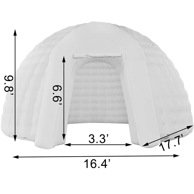Tente igloo gonflable LED portable, marquise gonflable, abri avec souffleur d'air pour exposition, camping, fête