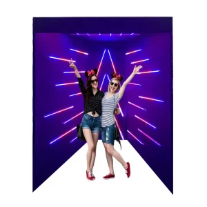 Túnel de luces LED neón de marco tubular ligero y fácil de instalar, fondo de cabina fotográfica 360 Vogue
