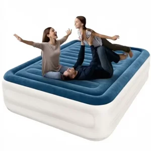 Portable Lightweight Modern Queen Air Mattress Built in Pump PVC Easy Fast Inflate Deflate Foldable Storage Bag Camping Hotel