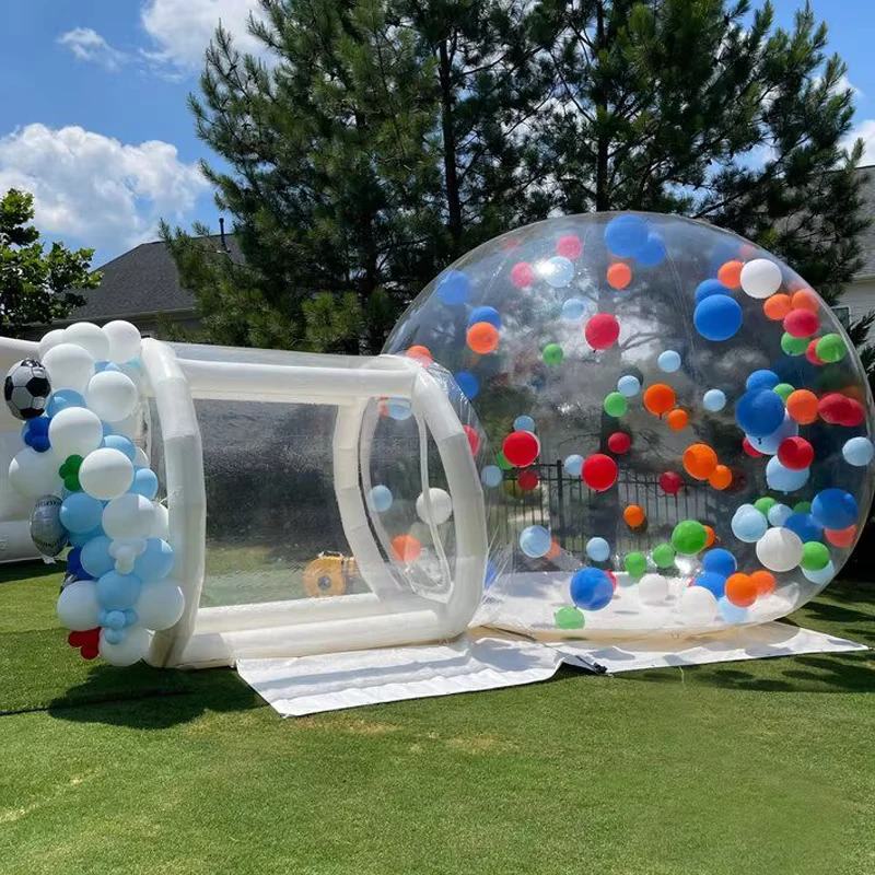 Tente bulle gonflable extérieure portable, maison bulle transparente, tente de camping gonflable avec tunnel