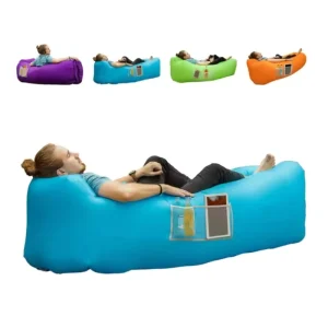 Portable Outdoor Inflatable Air Sofa 210T Grid Waterproof Beach Camping Gym Furniture Modern Minimalist Foldable Design