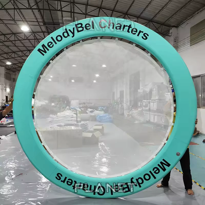 Piscina Inflável Redonda Portátil Flutuante, Piscina de Água com Água-Viva Inflável com Rede para Iate
