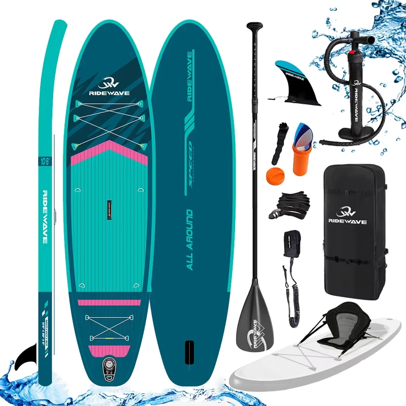 Portable Travel Inflatable Stand up Paddle Board 10′ Allround ISUP Surfboard With Backpack Pump SUP Paddleboard