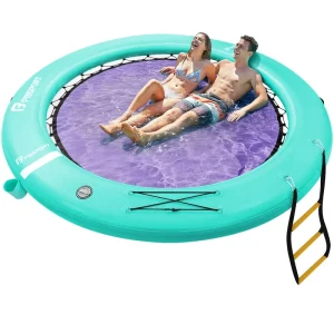 Camas de Água Portáteis Flutuantes 10 pés Lounge Drop Stitch Rede Circular Flutuante Inflável